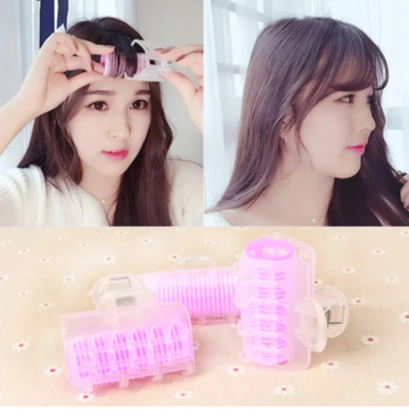 2/3PC Plastové vlastné vlasy lenivé valčeky Bang Roll Hair Curler Hair Curling Kadery Styling Nástroj pre ženy ružový valček