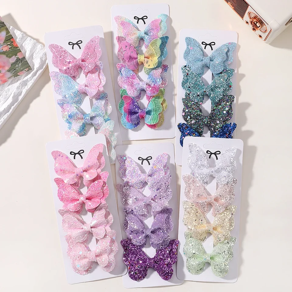 2/4/5ks dievčenské flitre Flitre motýľové klipky klip MOŽNÉ Dvojité vlasovník Y2K Módna poklesy poklesy