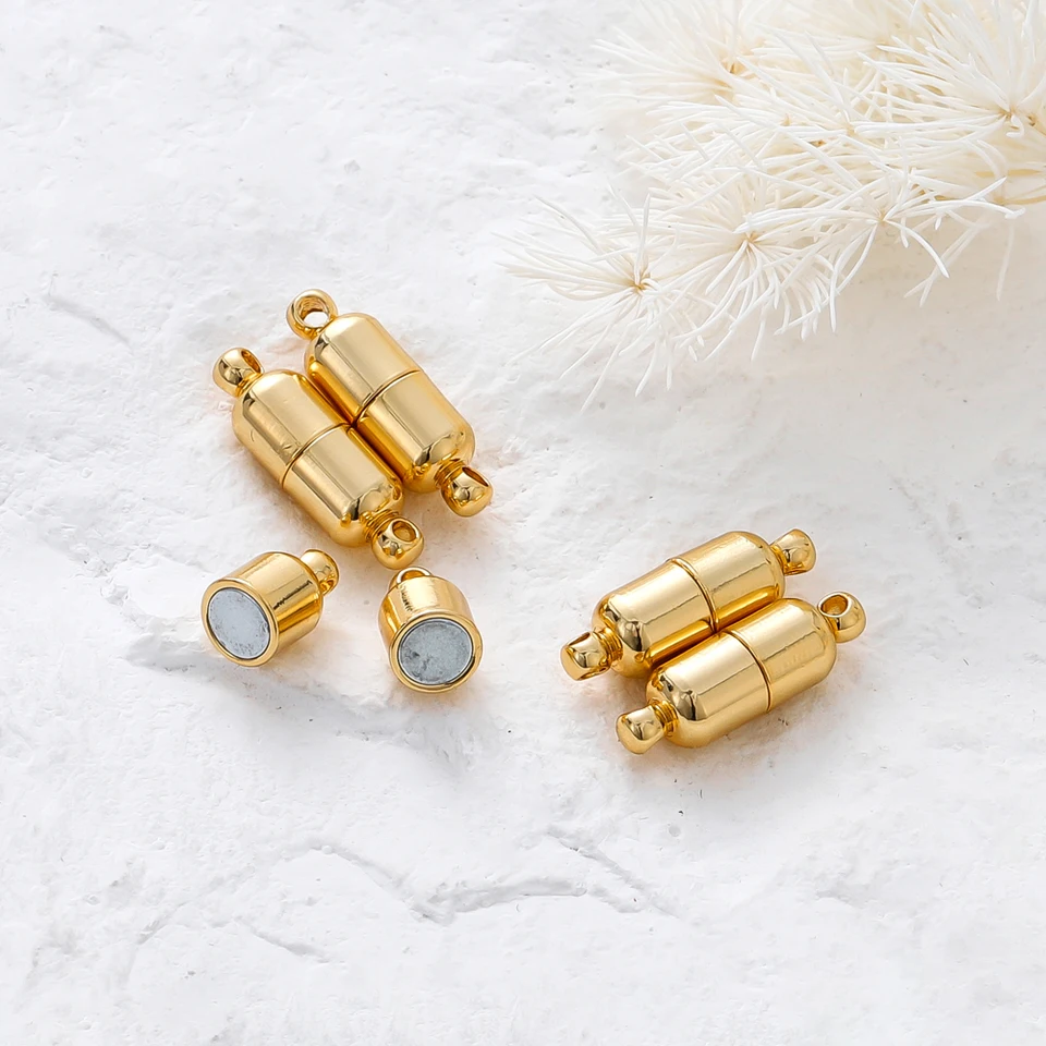 2/4/6ks 6x19 mm 14k 18k Gold -pokrčené mosadz silné korálky s magnetickým náramkom pre šperky pre domácich majstrov