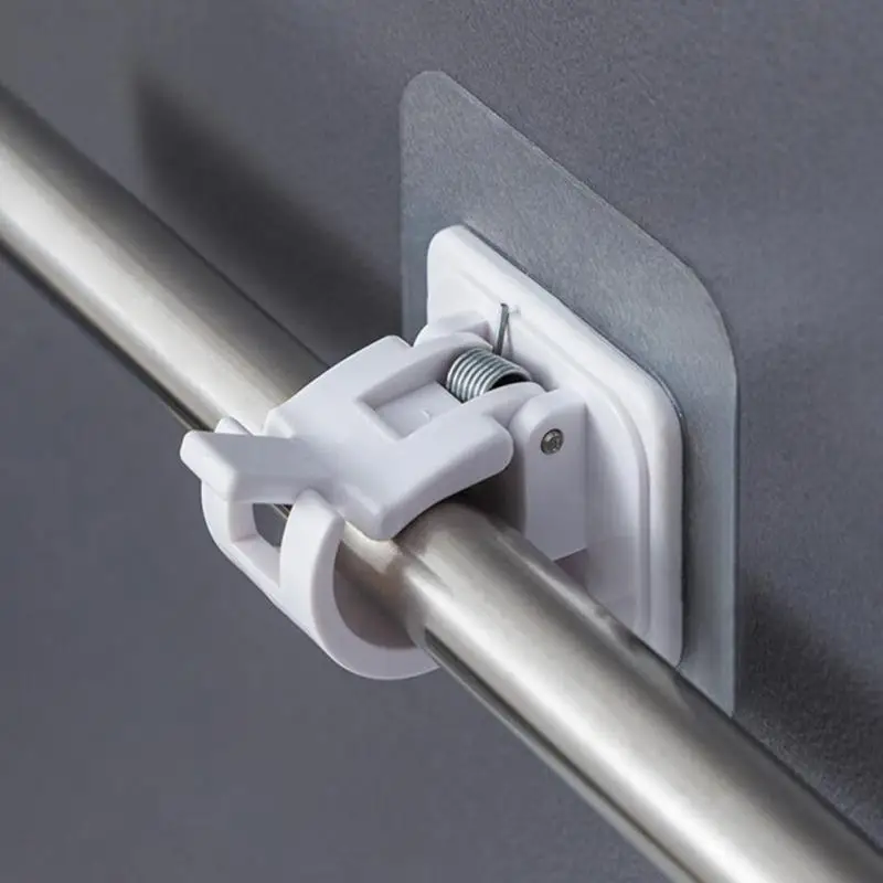 2/4/8ks nastaviteľná záclonová tyčinka Spona Self Adhesive Clamp Hook Drhter Držiteľ držiaka Držiak na držiak na držiak na nechty bez klincov na zavesenie sponky