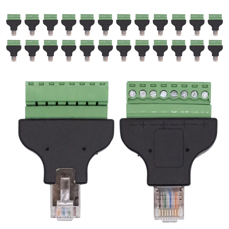 2/4/8ks RJ45 Ženské k skrutkovaniu konektor 8 PIN KONKEKTY ETHERNET KABNÁNOVÝ KABEL Adaptér Spojené a konektor