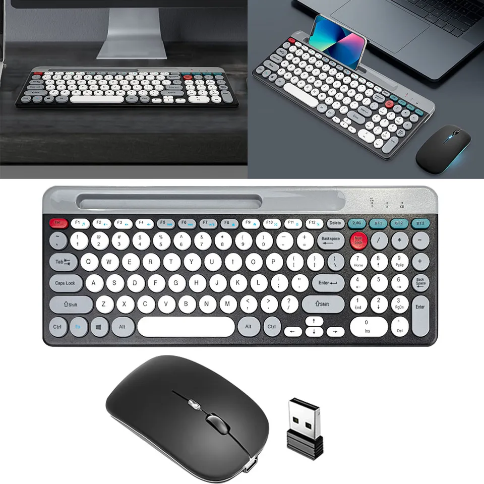 2,4 GHz Bluetooth-Compaitble Dual Mode Klávesnica a myš nabíjateľné nabíjateľné multi-device klávesové myši pre Mac/iOS/Android/Win7