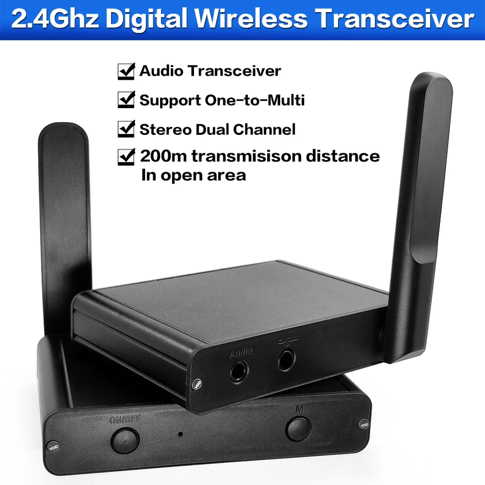 2,4 GHz HIFI Digitálny bezdrôtový stereofónny audio vysielač prijímača 200 m bezdrôtová hudba Transceiver adaptér pre počítač iPhone TV