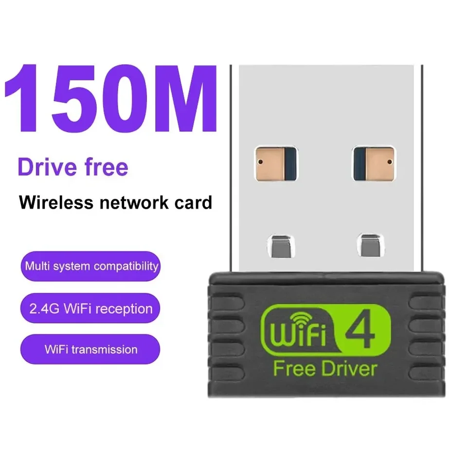 2,4 GHz Mini USB WiFi Adapter 150 Mbps Wireless Card Vstavaná anténa bezplatná jednotka USB Dongle Wi-Fi Adaptador pre notebook PC