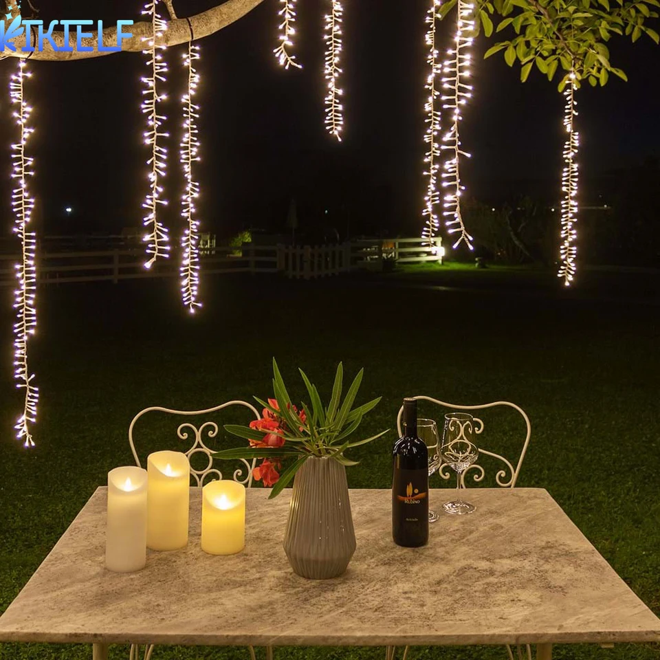 2,4 m LED lanové šnúry svetlá Vily Lamp Garland Outdoor na terasu Svadobný strom záhradná párty Street Street vianočná dekorácia