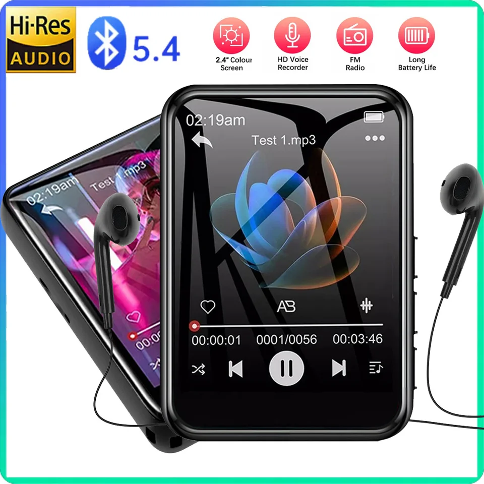 2,4 palcový prehrávač MP3 Player s 32 GB Bluetooth 5.4 HIFI MP3 prehrávač so vstavaným reproduktorom so elektronickým knihou FM Radio Radio