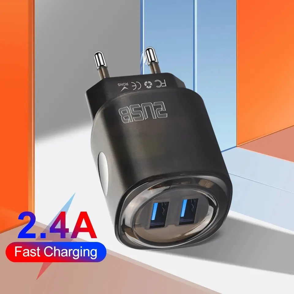 2.4a Dual USB Fast Charger Mobile Phone EÚ/US/UK Plug Wall Adapter Nabíjanie cestovných nabíjačiek pre Samsung Huawei Xiaomi