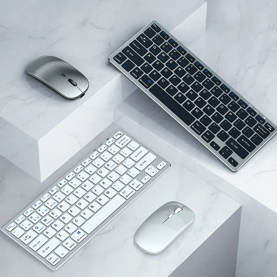 2,4G Bluetooth kompatibilný bezdrôtová klávesnica Mouse Combo Sliod Gaming Hering Keyboard Myš pre MacBook Pro Laptop Tablet PC Gamer