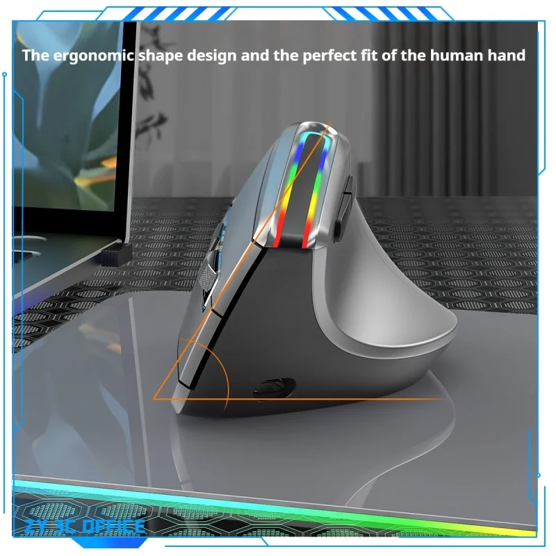 2,4G Wireless Bluetooth Trojmode Vertikálne nabíjanie myši Periférne zariadenia RGB Luminous ergonómia vhodná stolová kancelária domov