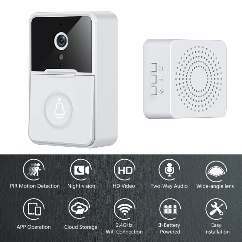 2.4g Wireless Door Bell Wi -Fi Outdoor Camera Security by Bell Night Vision Video Intercom Voice Zmena hlasu pre domáci monitor telefonicky