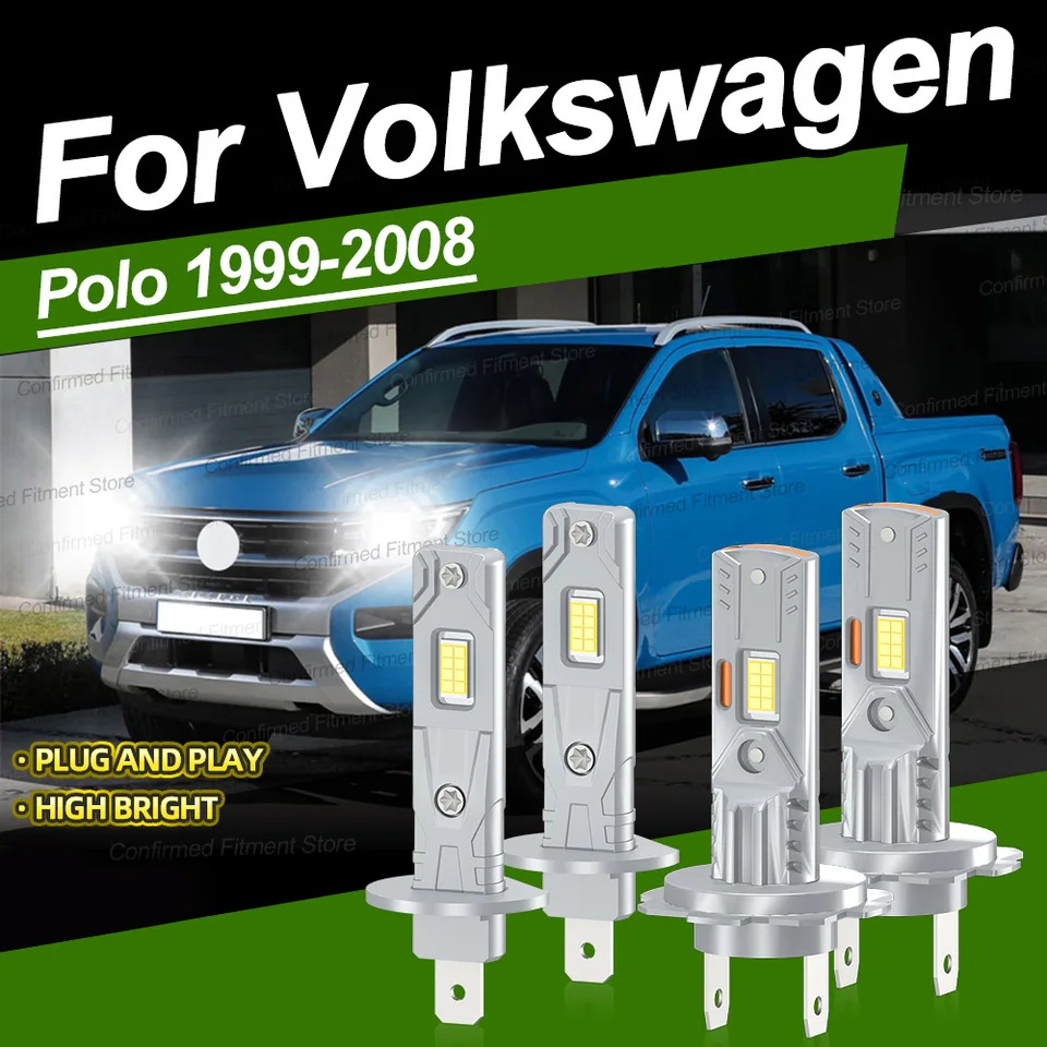 2/4ks 30000LM Super Bright LED svetlomet H7 H10 Light Lights Lights Bulb H1 CSP CSP Plug Play pre Volkswagen Polo 1999-2008