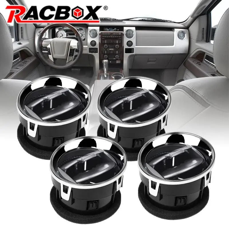 2/4ks Auto Dashboard Air Vent Outlet AC ohrievač Louvre Air Duct Chrome pre Ford F150 2009 2010 2012 2013 2014 9L3Z19893CA