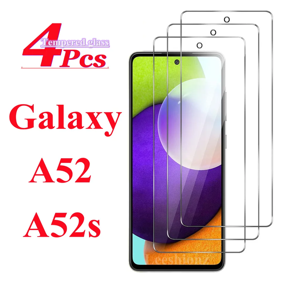 2/4ks pre Samsung Galaxy A52 A52S Vysoká pevnosť 9h anti -odtlačok prsty tvrdosť Bublinda Bubble Free Transparent Temperované sklo