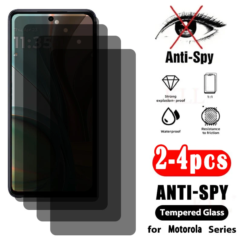 2-4ks súkromné ​​osobné osoby anti-sppy temperované sklo pre Motorola G75 G55 G35 G45 G64 G04S G24 G54 G34 G84 G14 G73 Edge Neo 50 Neo sklenený film