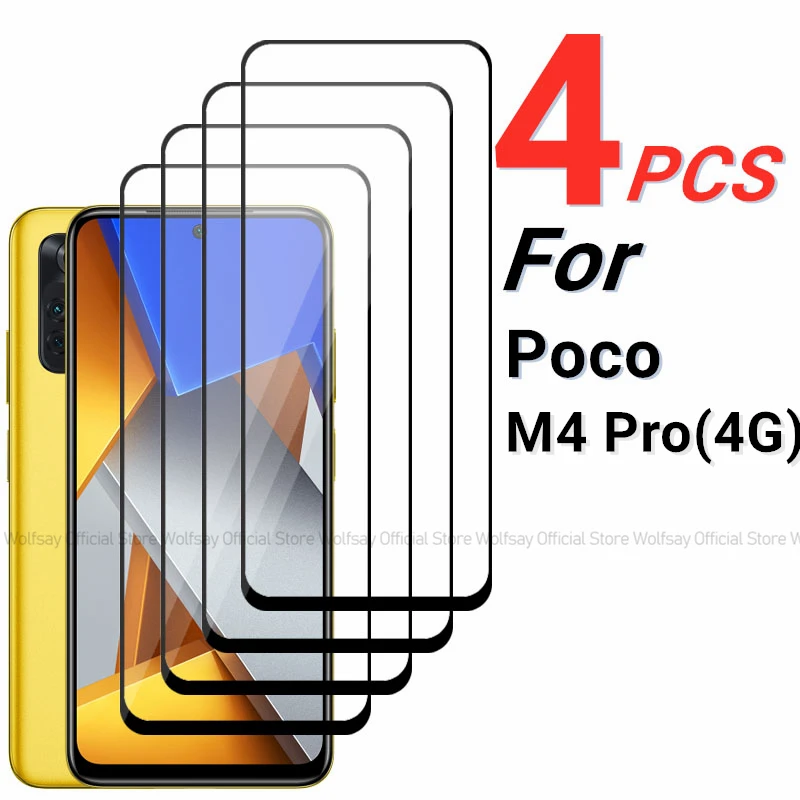 2/4ks temperované sklo pre Xiaomi POCO M4 Pro Protector Xiaomi POCO M4 PRO PLNÉ GLUE CRESE FILM FILM XIAOMI POCO M4 PRO