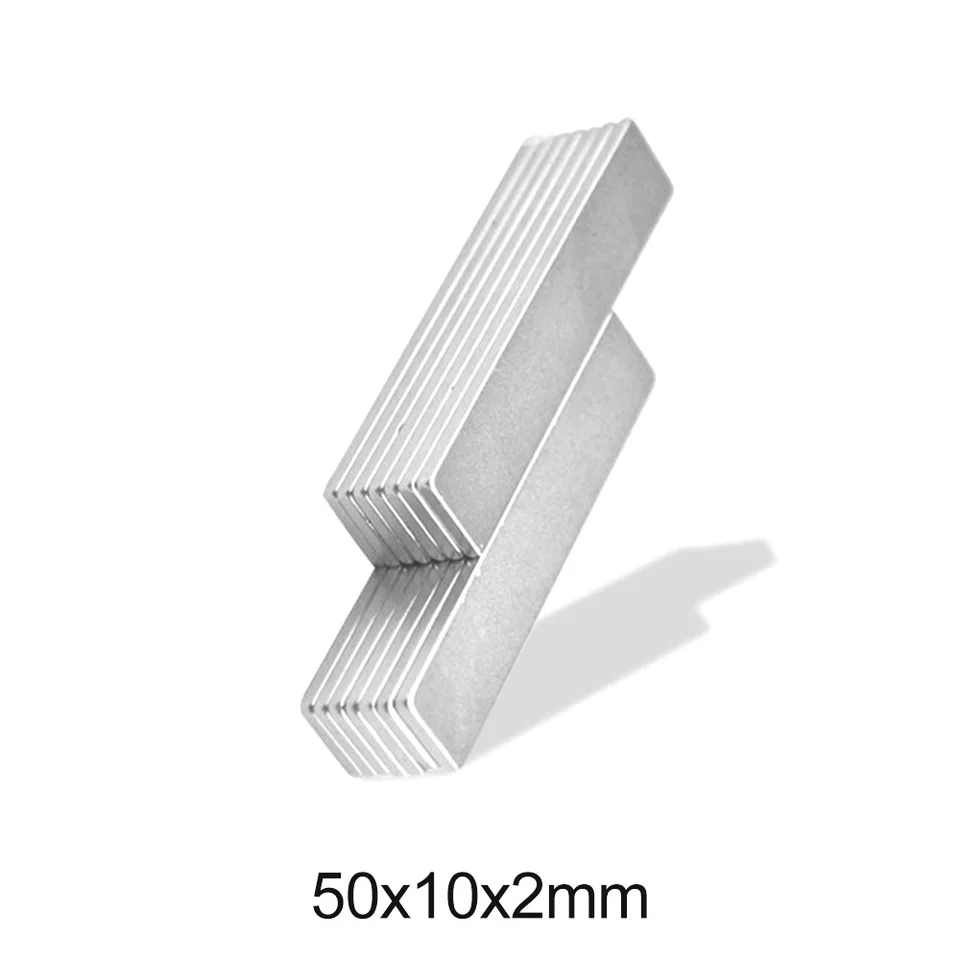 2/5/10/20/50ks 50x10x2mm tenký blok silný zemepisný magnet N35 obdĺžnikové novorodenecké magnety 50x10x2 prúžkový magnet 50*10*2 mm