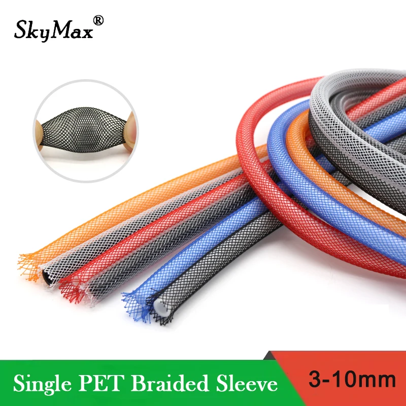 2/5/10/20M Pletatý káblový oblek 3 4 6 8 10 mm PET PET PET rozšíriteľné nylonové USB dátové káblové káblové kábly Ochranné obaly drôtu