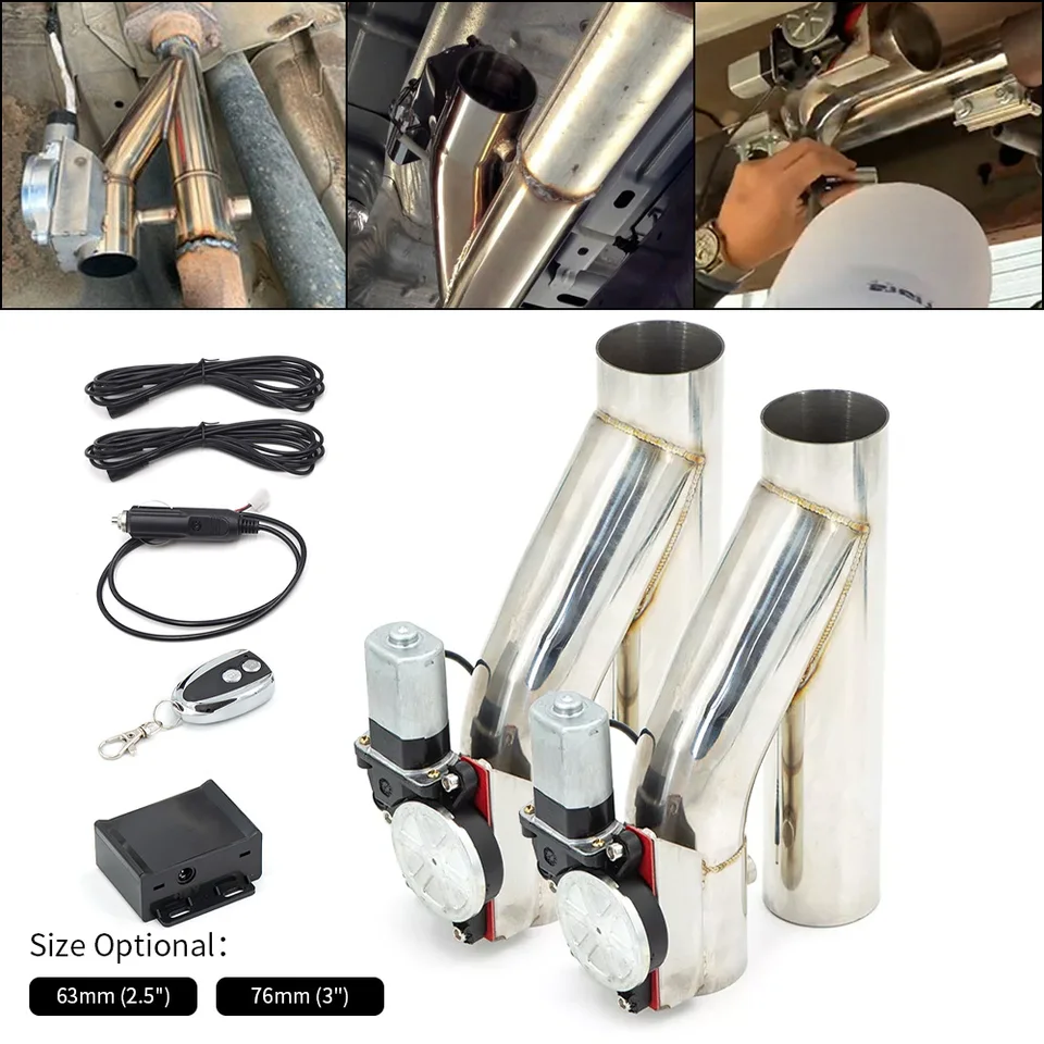 2,5 '' 3 '' Dvojitý elektrický výfukový ovládací ventil výfukového rúrky Elektrické rúrky vyrezané výfukové potrubie s diaľkovým ovládaním