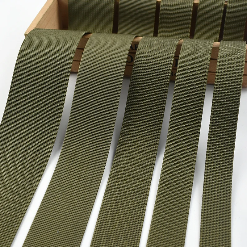 2/5/8/10 m 20-50 mm nylon Webbing Army Green Bezpečnostný pás šnúrka na šnúrku Canas Canvas Rižné remienok Šijacie skreslenie Dekoratívne príslušenstvo