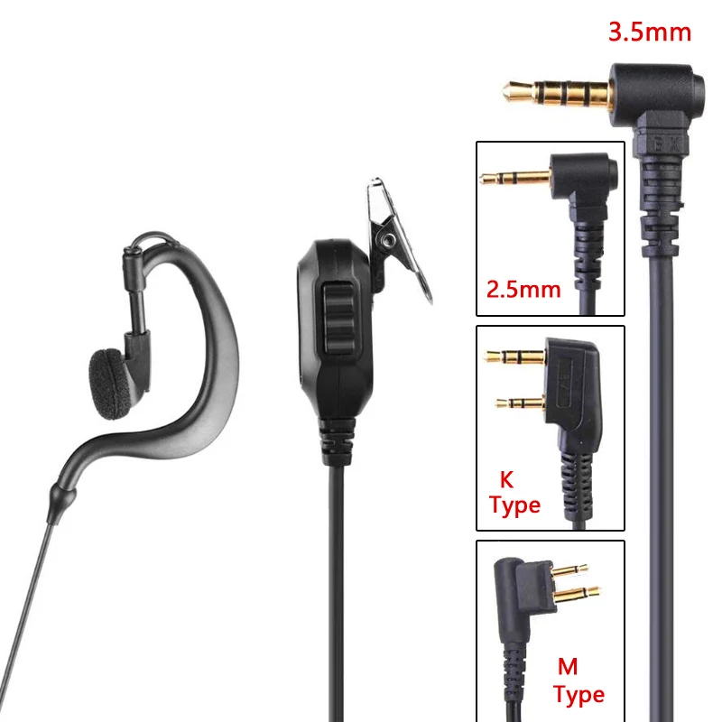 2,5 mm/ 3,5 mm slúchadlá pre uší pre uši pre Motorola ICOM Yaesu Radio Walkie Talkie Accessories Suce s PTT Mic for Baofeng