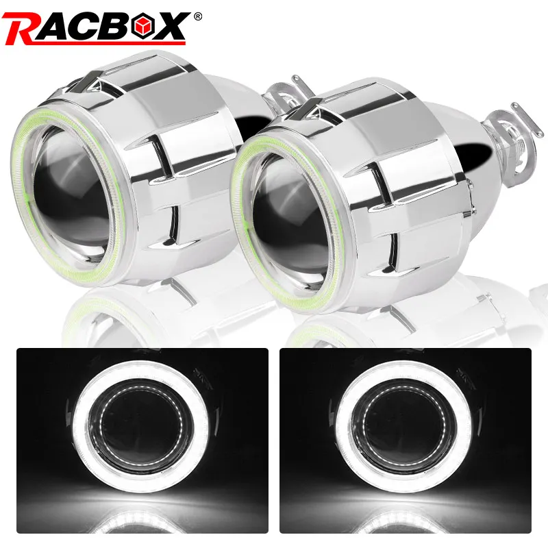 2,5 palca LED Angel Eye Svetlomet Lens Bi xenon projektor šošovky s bielym Halo 12V DRL Evidentation pre zostavu svetlometov H4 H7
