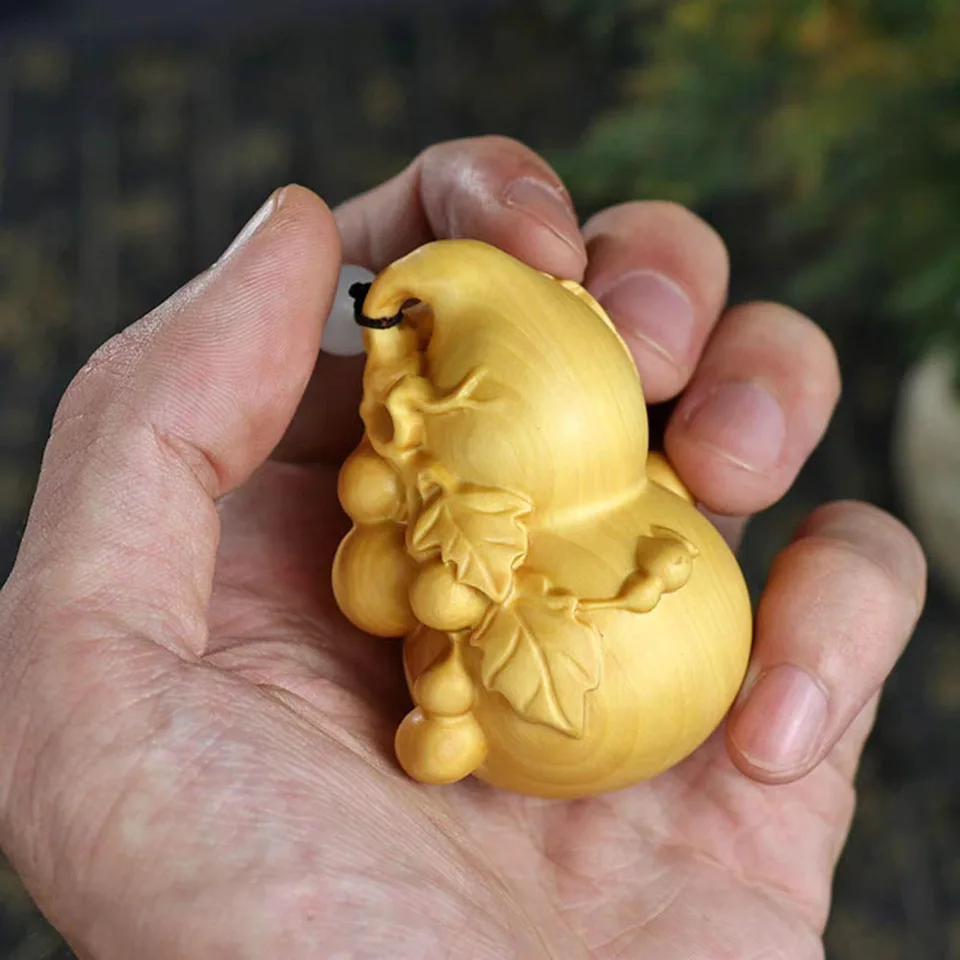 2,5 palca Ručne vyrezávané krabičky Netsuke Sculpture Miniature - Lucky Gourd