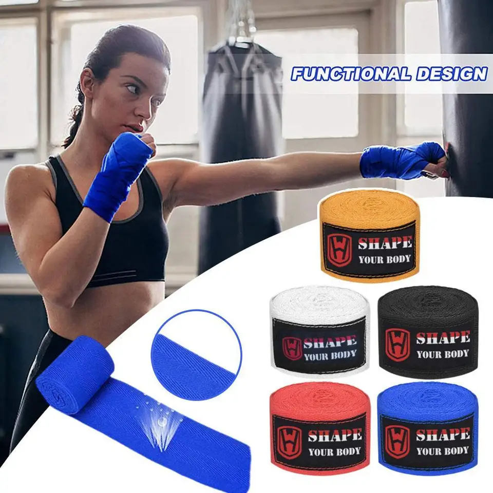 2/5 Rolls 300 cm bavlnené boxerské bandáž športový remienok SANDA Kick Boxing MMA Ruka rukavice obaly pásový pás Bandage športové obaly