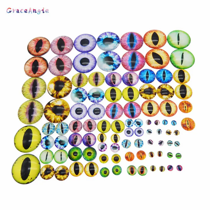 2-50ks kolo 6 mm-40 mm sklenené draky mačky oči cabocon kúzla príslušenstvo sklo Cabochon Multi Color Horse Eyes Cat Pattern Crafts