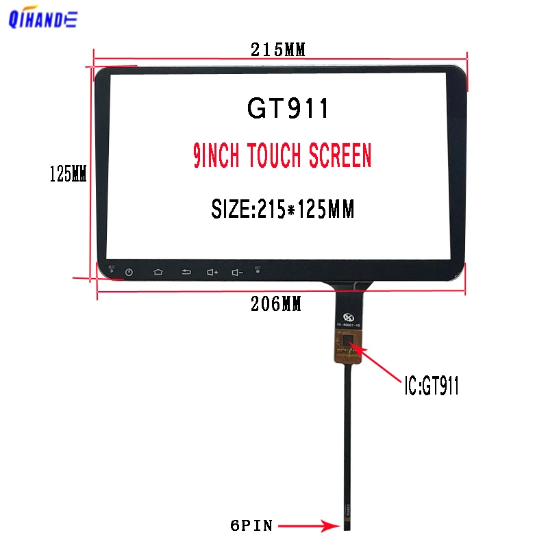 2,5D 9 palca pre JX-90010 / YX-90001-V5 2DIN CAR RADIO GPS navigačný prehrávač Digitátor obrazovky XY-PG9020-FPC-A11