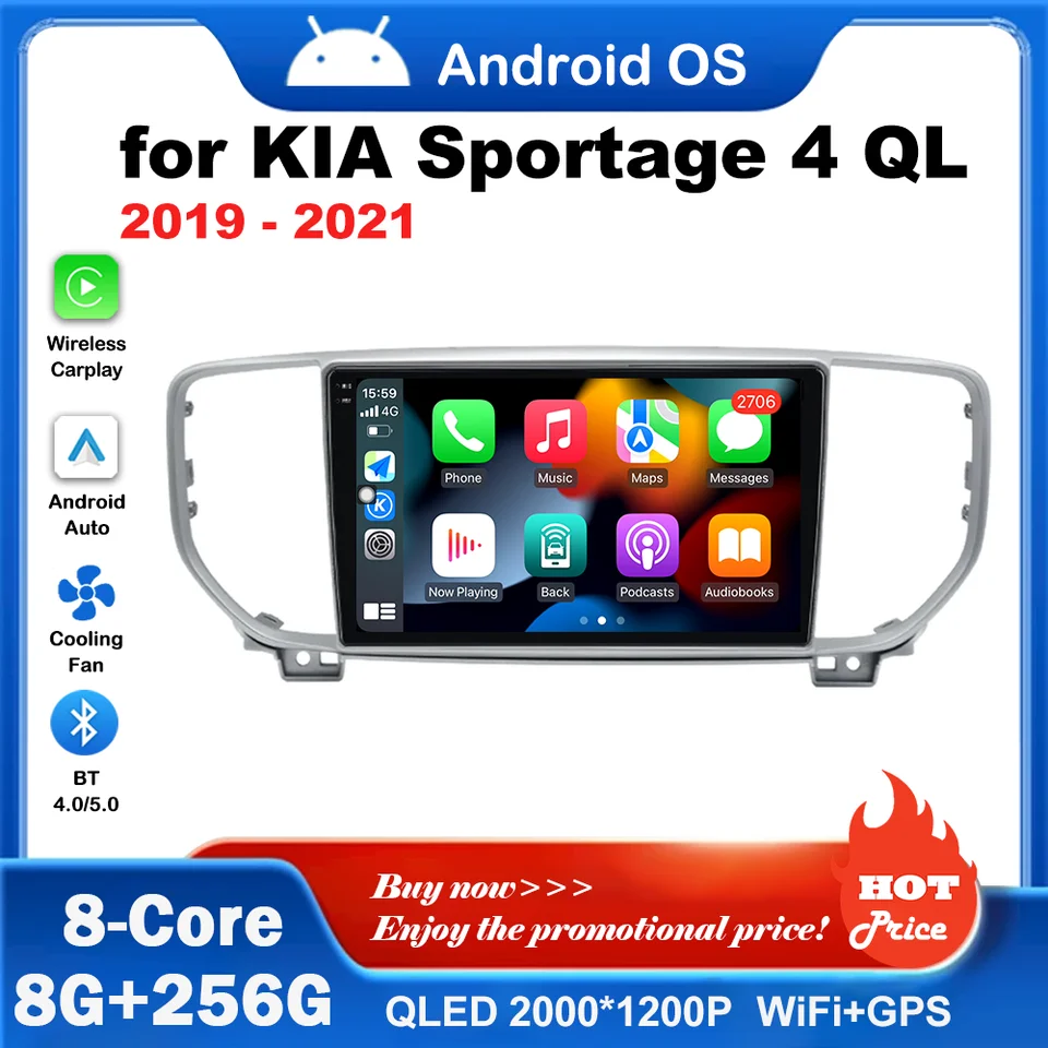 2,5D obrazovky Android System WiFi pre Kia Sportage 4 QL 2019 2020 2021 Automobil Video Multimedia Player 4G BT GPS Navigation DSP Stereo