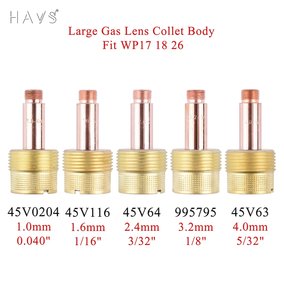 2/5ks 1,0/1,6/2,4/3,2/4,0 mm teleso s veľkým plynným šošovkou 45v0204 45v116 45v64 995795 45v63 pre TIG WP17/18/26