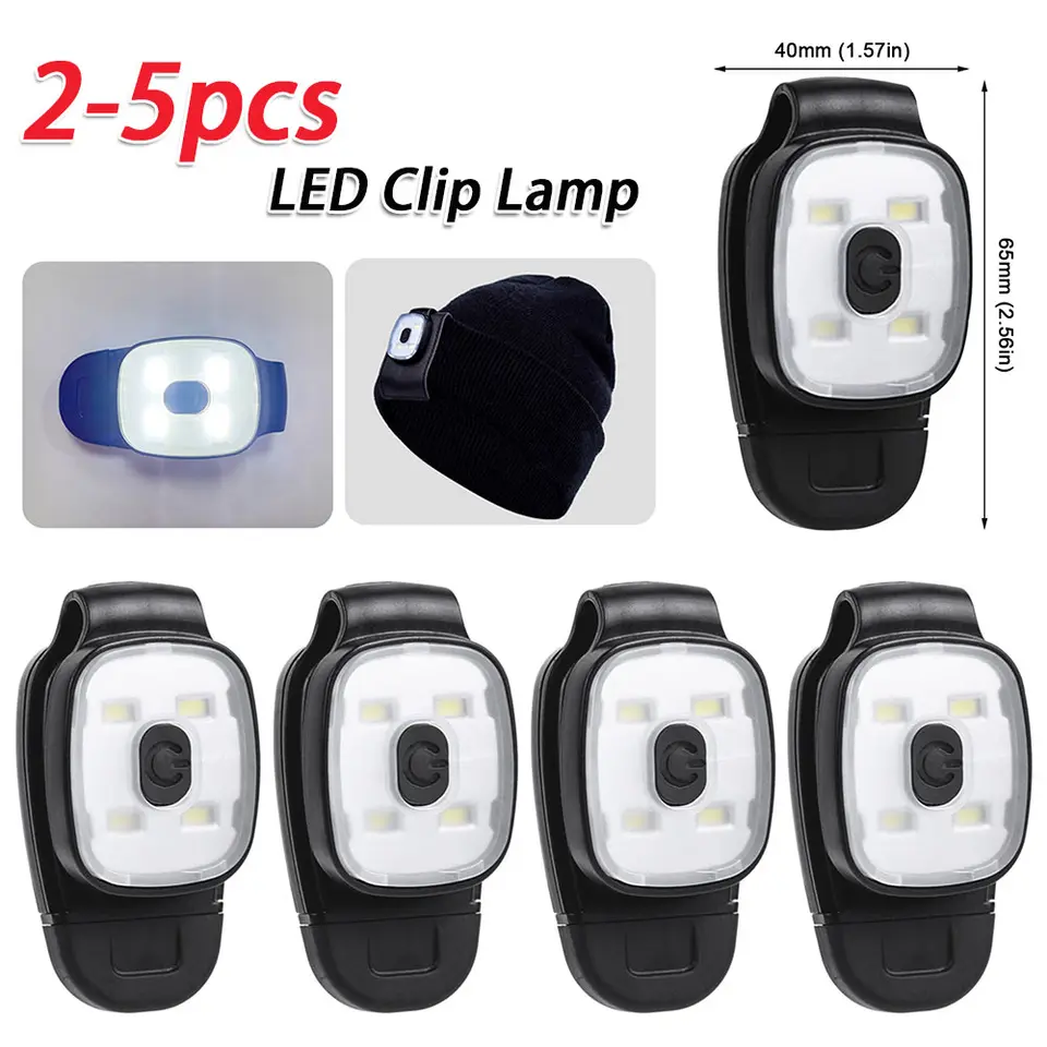 2-5ks LED klipová lampa USB Nabíjateľný prenosný svetlomet 3 prevodové stupne Malé svetlomet IPX4 Vodotesné bežecké príslušenstvo pre vonkajšiu stranu
