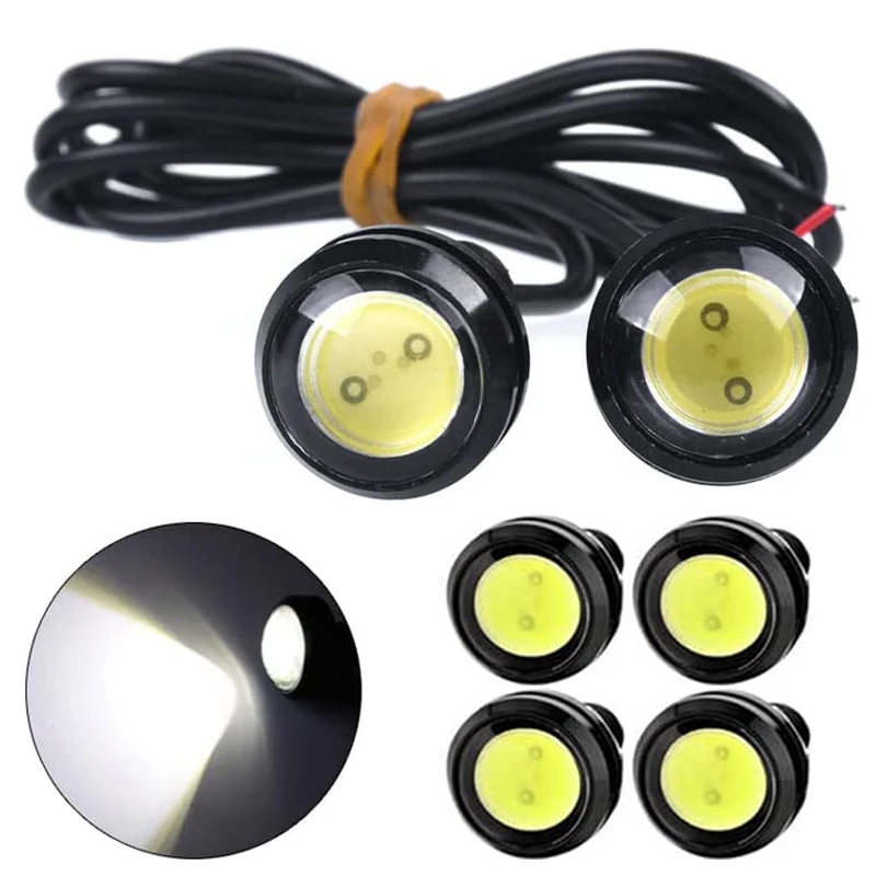 2/6/10 PCS CAR DRL LED žiarovka COB 23mm Eagle Eye Signal STYLING FOG Denné svetlo Svetlo Zadné záložné žiarovky Vyvážené svetlomety