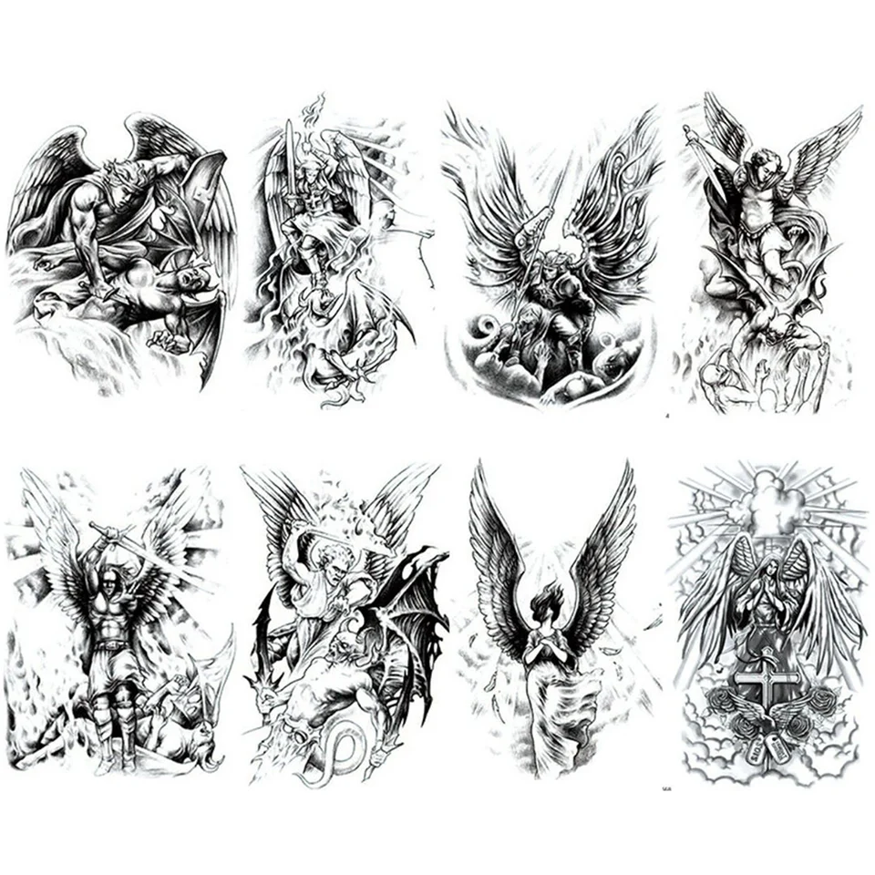 2/6/8ks tetovacie nálepky polotrvalé tetovanie ramena Tattoo Sticker Cool tetovania anjelský nálepka tetovania pre dievčatá chlapci milenec pár