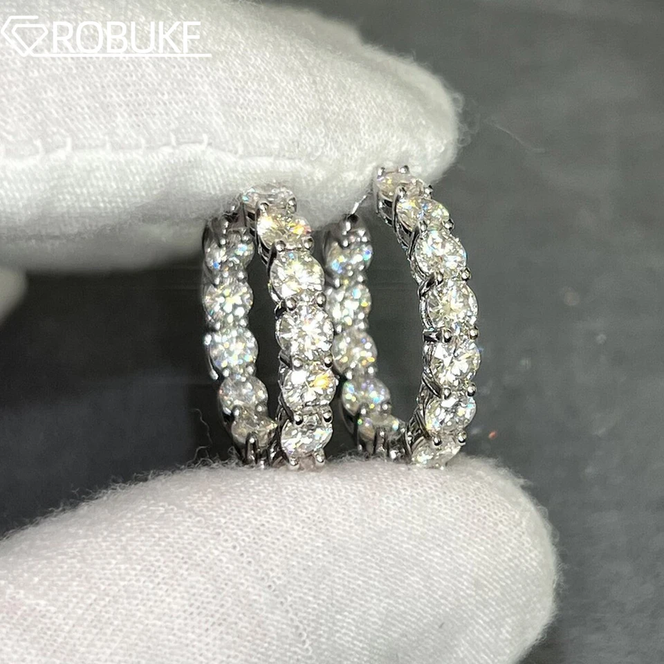 2,6Ct D farba Moissanit Hoop náušnice pre ženy