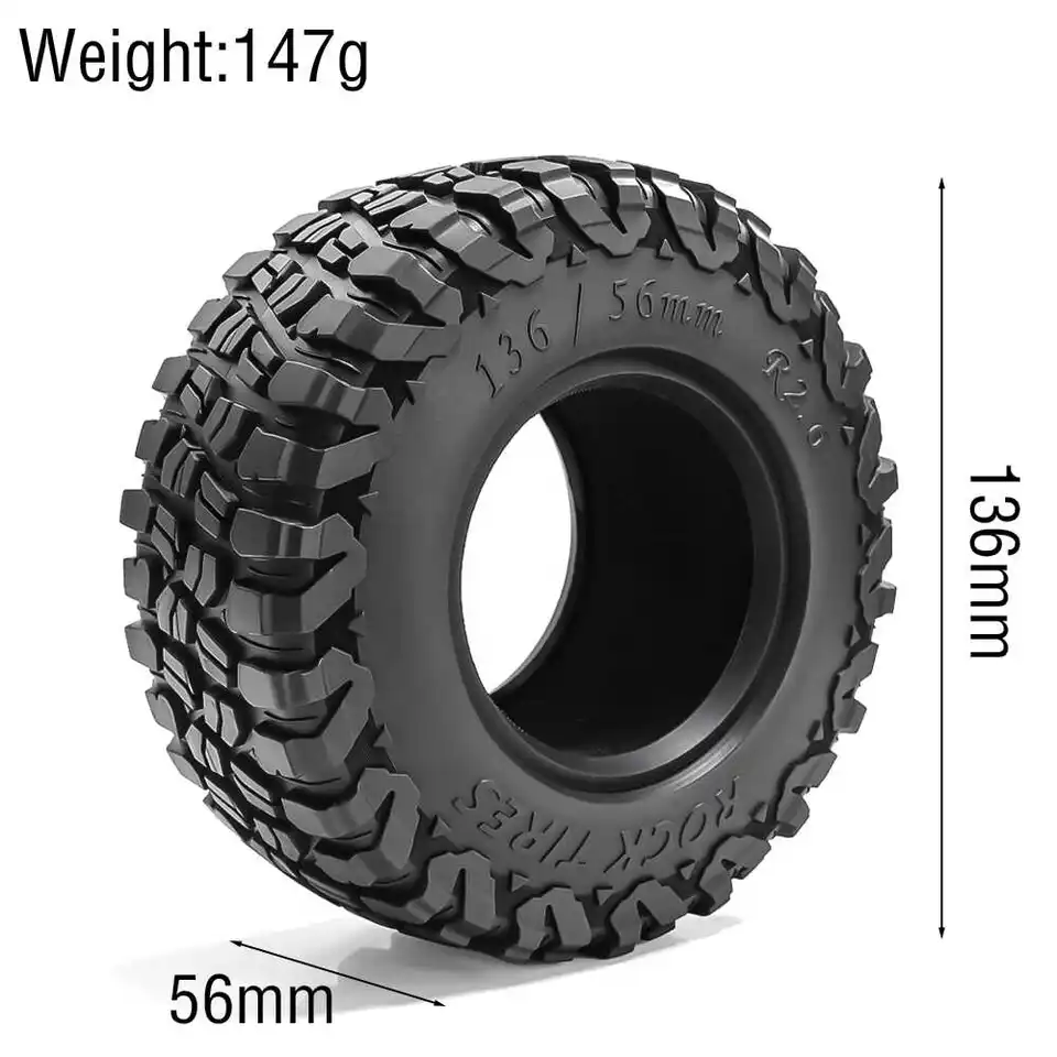 2,6inch 136x56mm Simulovaná pneumatika BFGoodrich KM3 pre 1/8 RC Crawler CAR CROSSRC Easy -Control 4082 H8H TRX4 1: 7 LELALUO MK07