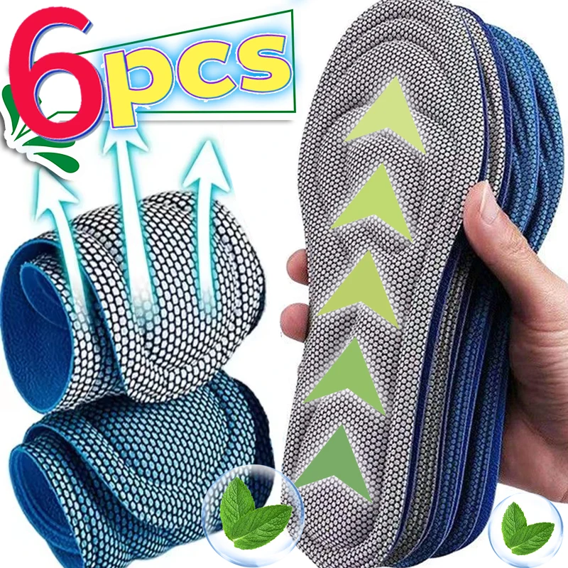 2/6ks pamäťové penové ortopedické vložky pre topánky antibakteriálne dezodorizácia absorpcia potu vložte športové topánky bežiace vankúšiky