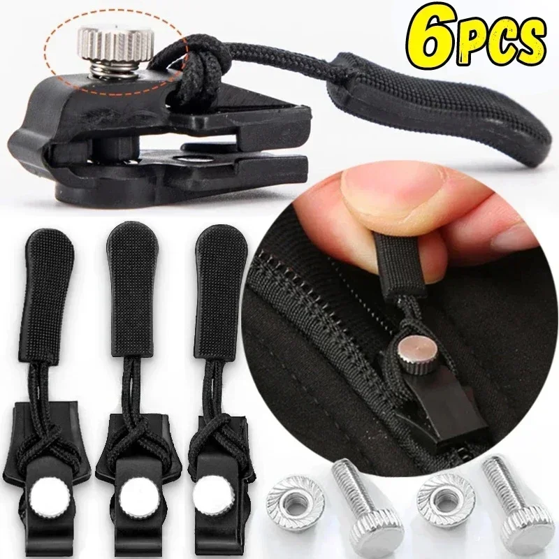 2-6ks súprava na opravu zipsu Universal Instant Instant Zipper Výmena zipsov posuvné zuby Záchrana Zippers hlava 3 rôzne veľkosti