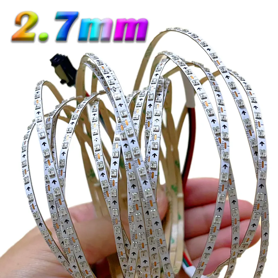 2,7 mm ultra úzky WS2812B LED pásik LED individuálne adresovateľné WS2812 2020SMD 160leds/m Samrt Pixel Light White PCB DC5V/12V