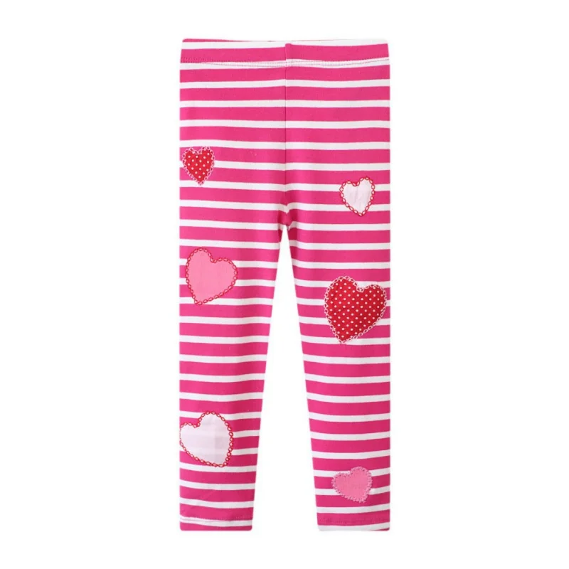 2-7T pruhované srdcia Jeseň Spring Girls Leggings nohavice Karika