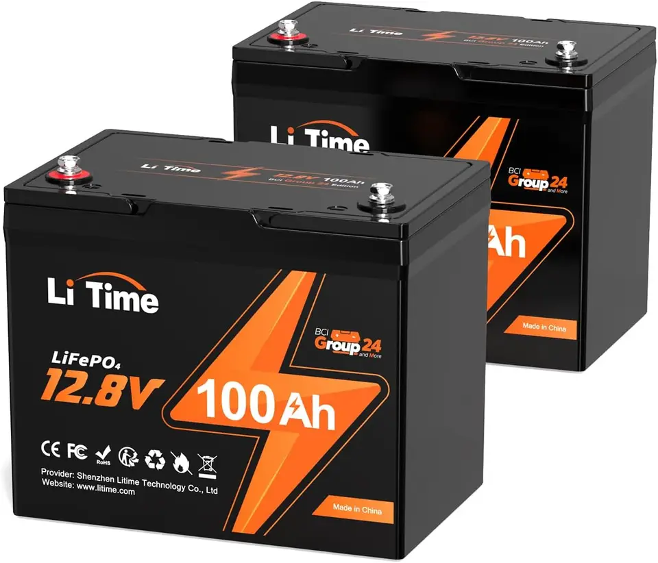 2 balenie 12V 100AH ​​RV lítiová skupina batérií 24 Nabíjateľná batéria LIFEPO4 s až 15 000 cyklami 1,28 kWH