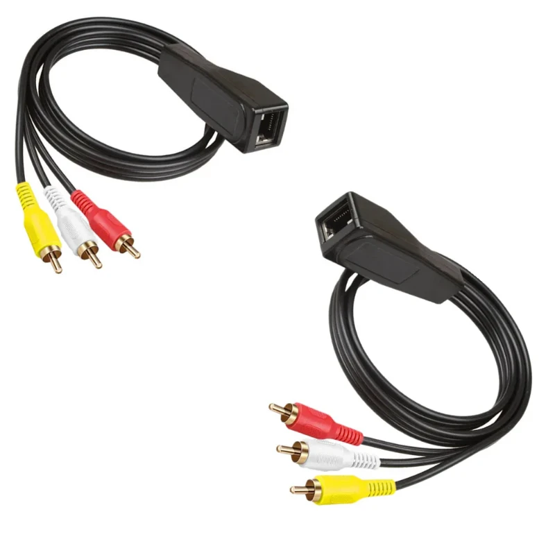 2 balenie 3 RCA až RJ45 Balun Component Video a Audio Extender Over Cat5/6 až 1 000 stôp/305 m adaptér ku konektorom mužov-female