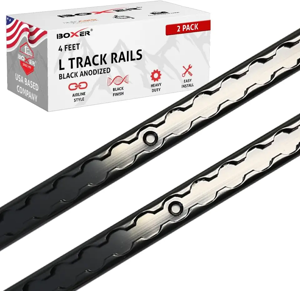 2 balenie 4ft čiernej eloxovanej L Track - Trape Down System Trailer, Vans, Trucks, Motocykle, ATV, UTV - L Track Airline Track Style