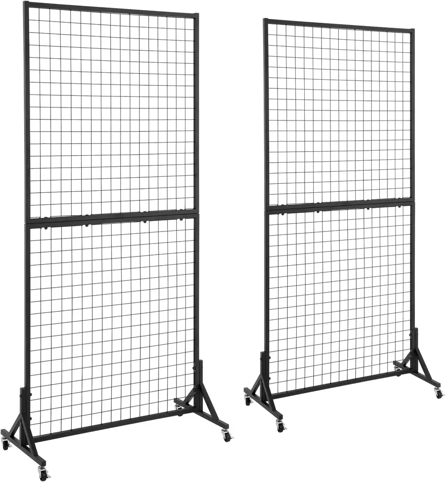 2 balíčky 2,9 'x 6' mriežkové nástenné panely stojaté drôtené mriežky, stojan na displeji s kolesami T-Base Freestaing Gridwall Panel Tower