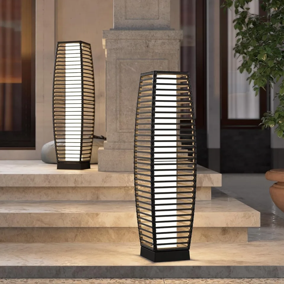 2-dielna vonkajšia stolová lampa Solárna lampa Lucerna vodotesná prútík boho paluba svetlá pre záhradnú verandu dekor