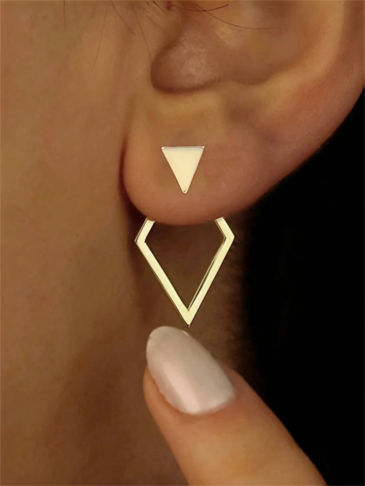 2-dielne minimalistické geometrické chrbtové závesné náušnice, jeden pre dve, všestranné pre denné oblečenie dámske, darček zo Stredného východu
