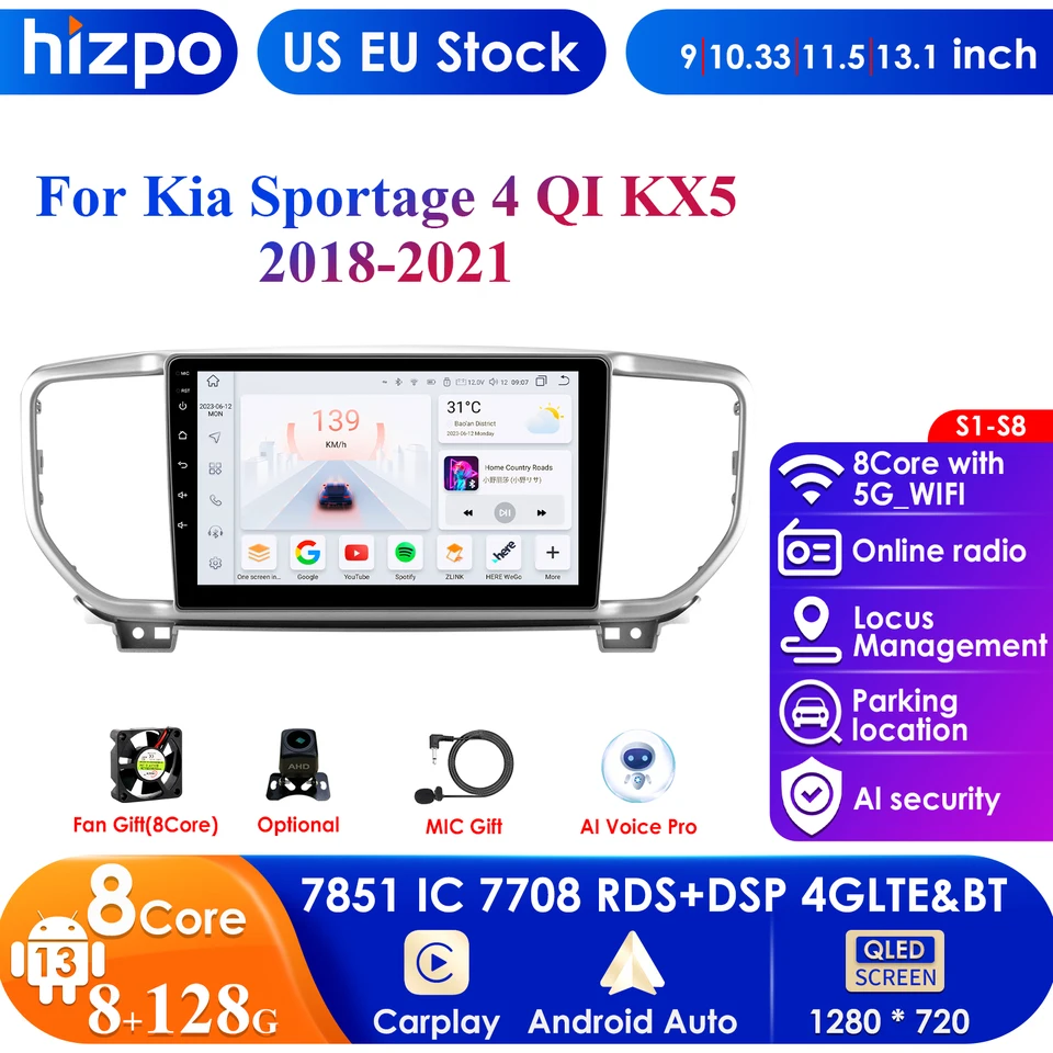 2 Din Android 13 Car Auto pre Kia Sportage KX5 2016 - 2018 Multimedia Video Player GPS 4G CarPlay Auto Stereo RDS IPS HEAD Unit