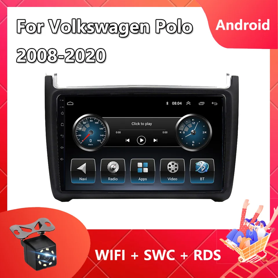 2 Din Android 13 Cardio Radio pre Volkswagen Polo 5 2008 - 2020 Multimedia Video Player GPS navigácia Split Screen Screen Bluetooth USB