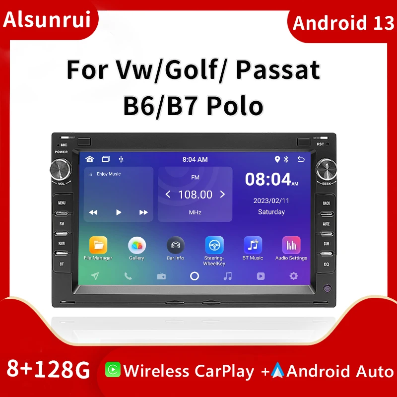 2 DIN Android 13 SCRON CAR pre VW Passat B5 MK4 MK5 Sharan Jetta Bora Polo Transport T5 Citi Chico Radio Multimedia GPS CarPlay