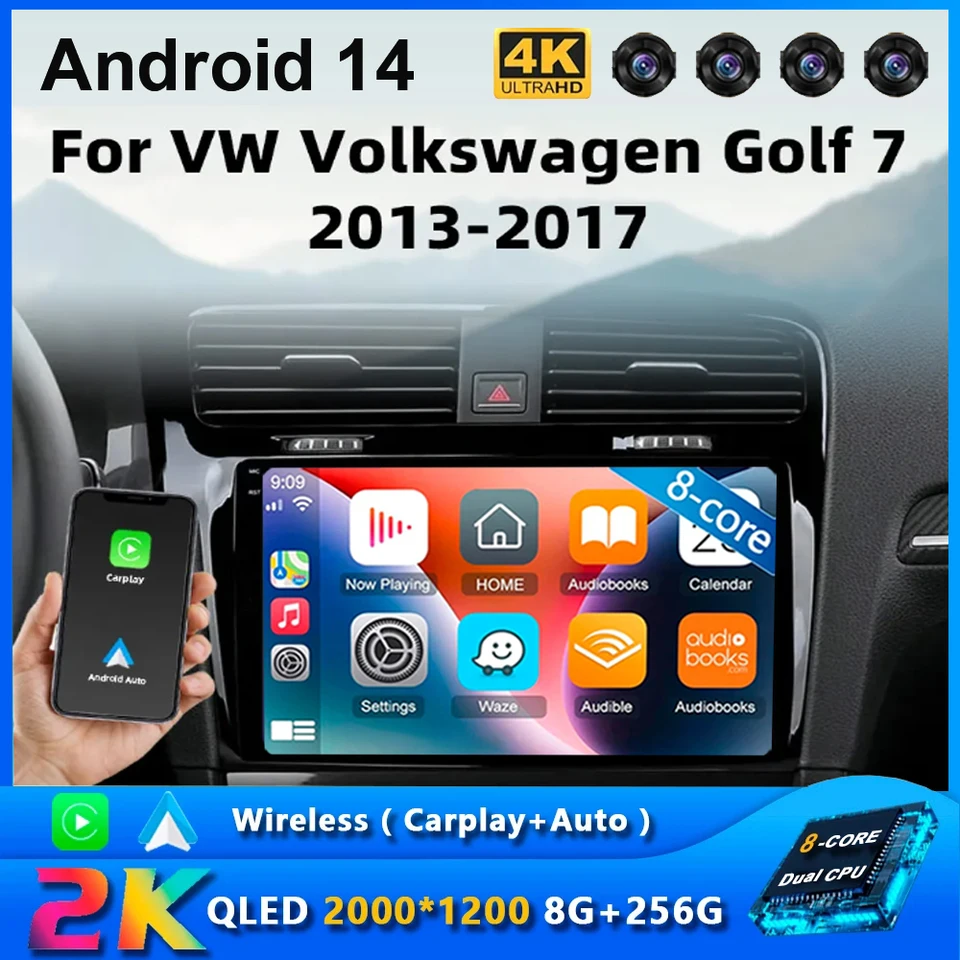 2 Din Android 14 Car Radio pre VW Volkswagen Golf 7 2013 - 2017 multimediálny bezdrôtový Carplay Auto Head Unit Stereo navigácia
